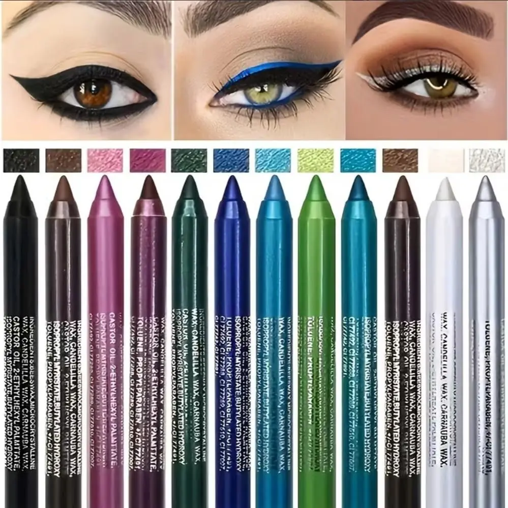 Eyeliner Pen Set, 12 Pcs, High Pigment Pearl Gloss Effect, Smoky Punk Gothic Graphic Eyeliner Kits, Makeup Essentials, Gift for Women