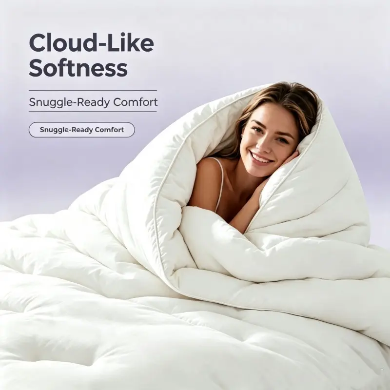 1PC Cloud-Like Soft Comforter, 410GSM Fluffy Quilted Bedding, Breathable All Season -Warm Fall & Winter Comforter, Ideal Holiday Gift