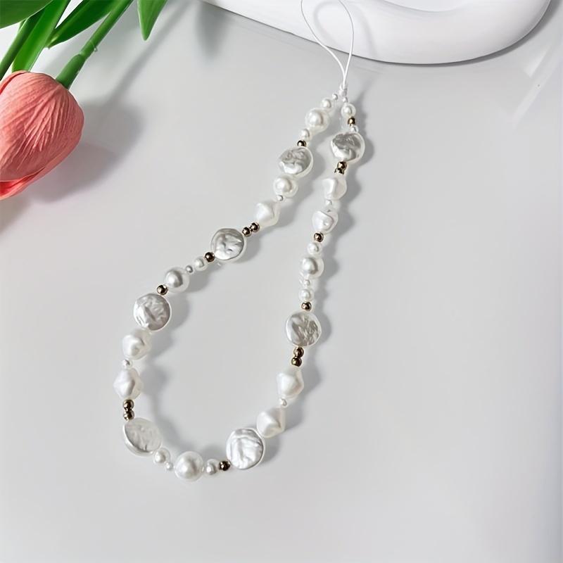 New shaped pearl phone lanyard, wrist phone chain, car keychain, bag decoration, phone anti loss rope
