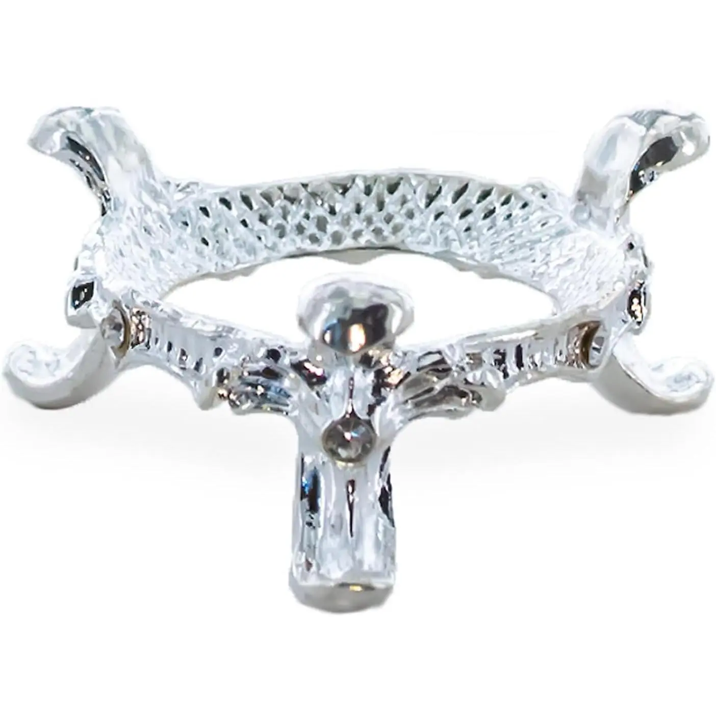 Low Profile Jeweled  Tone Metal Egg Sphere Stand Holder Display
