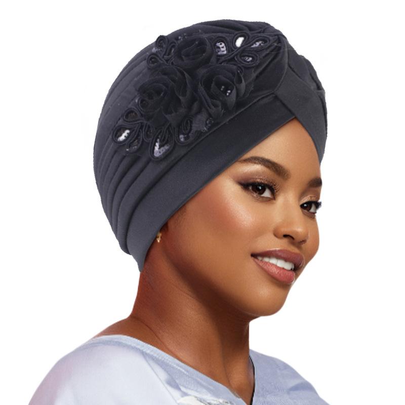 Sequined Pleated Turban Hat, Ethnic Indian Headwear & Hair Accessory