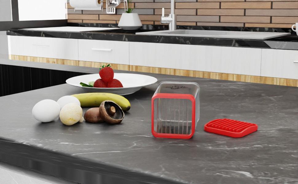 Cup Slicer Fruit Strawberry Cutter: Strawberry Slicer with Push Plate- Stainless Steel Cup Slicer, Quickly Making Fruits Vegetable Egg Banana Salad, Kitchen Portable Slicing Tool Cutting Gadget Cute Modern