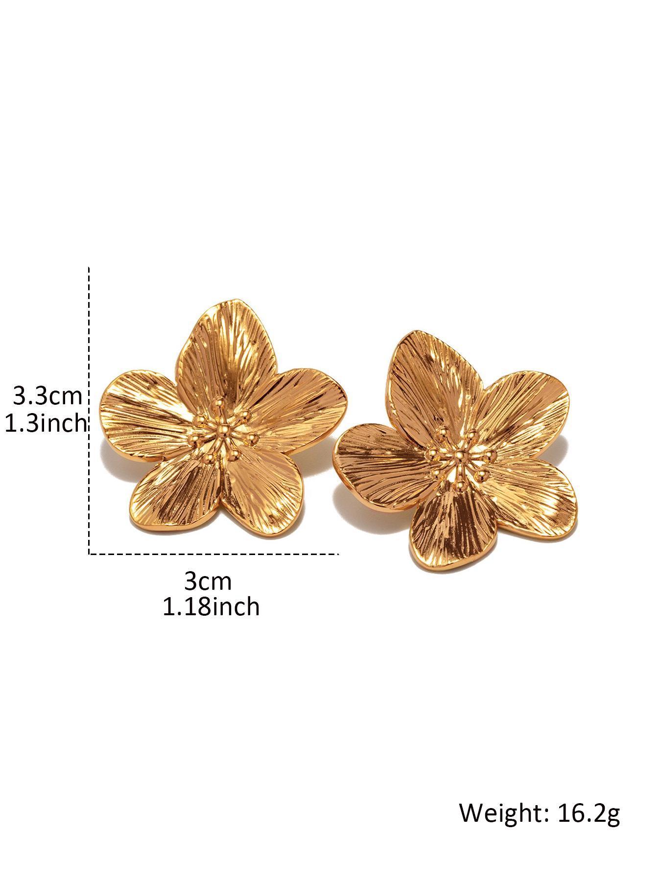 Textured Metal Flower Design Stud Earrings, Fashionable Jewelry for Women for Party, Daily Decor, Trendy All-match & Exquisite Jewelry for Birthday Gift, High Quality Earrings