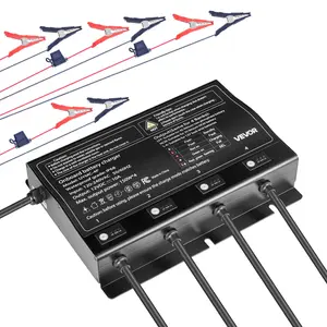 【DealsForYouDays】VEVOR Marine Battery Charger, 4-Bank, 10A 12V Onboard Boat Charger, IP68 Waterproof Smart On-Board Battery Charger, for Lithium-Ion (LiFePO4), NCM, Lead-Acid Batteries, Large Boat, Yacht, RV, Trailer