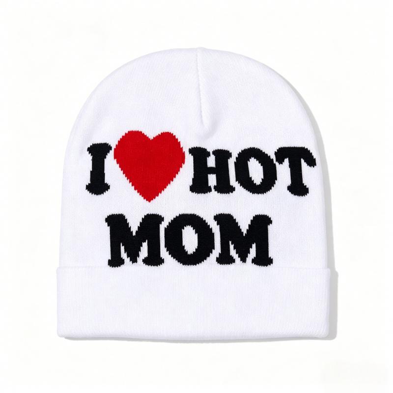 Beanie with letter jacquard pattern