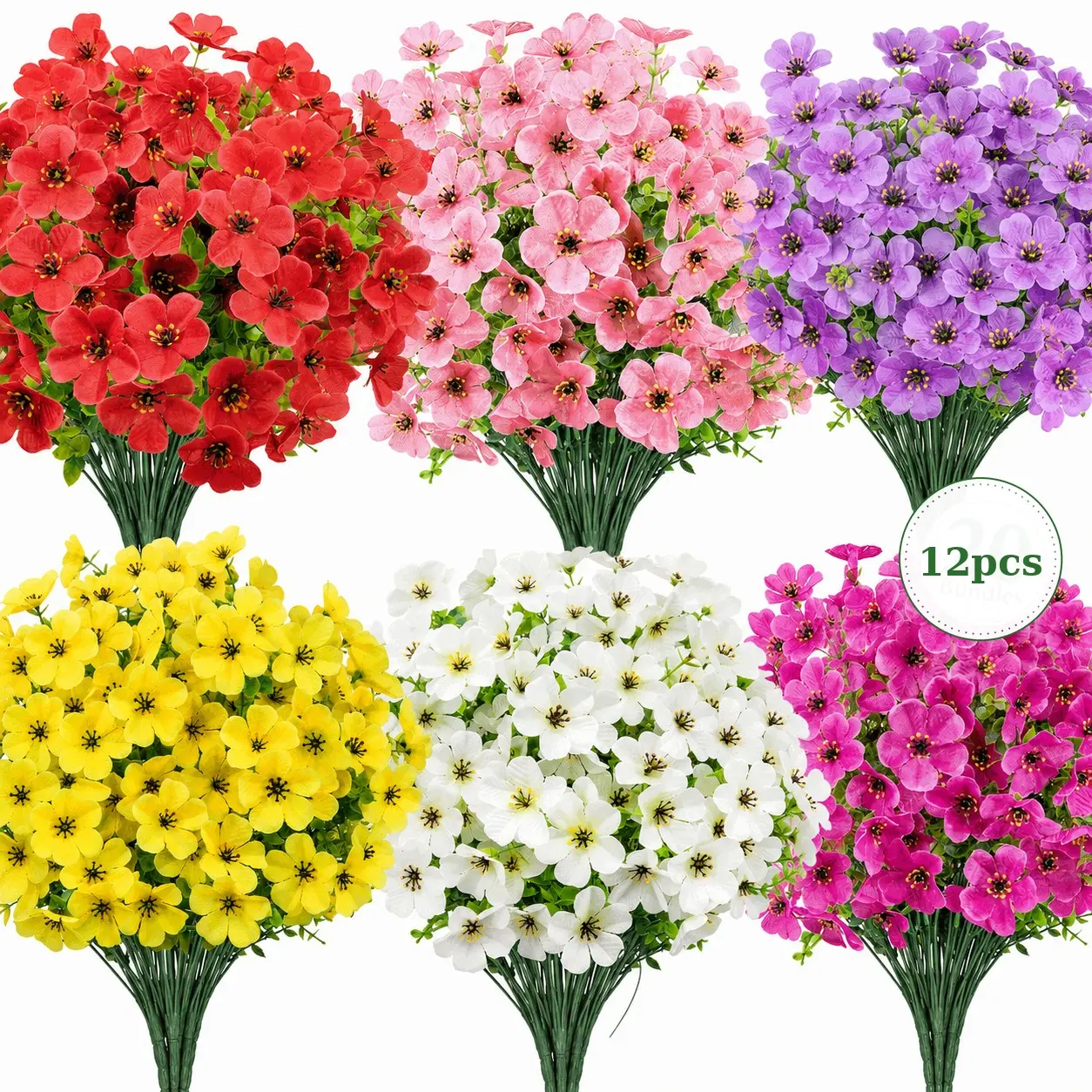 Artificial Violet Flowers, Decorative Fake Flowers, Rustic Textured Fabric Fake Floral Bouquet, Faux Flower Bouquet, Colorful Mixed Silk Flower Bush, Home Decor for Weddings Parties