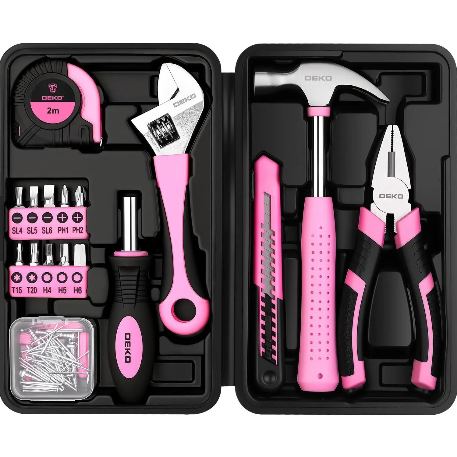 86PCS Pink Tool Set DIY Tool Kit for with Toolbox, Small Compact Hand Tool Box Set for Home Use, DIY, Apartment, Office & Home Repair