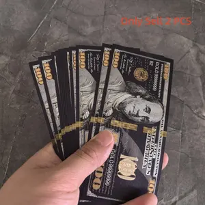 2pcs Golden Foil $100 Plastic Banknote, New Design, Ideal for Collectors, Home Decor & Decorative Use, High-Quality Material, Decorating