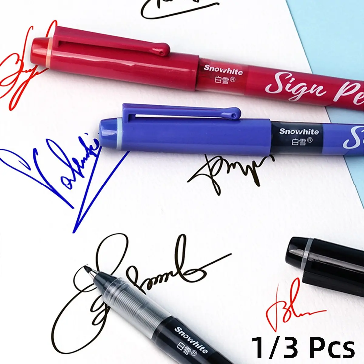 1Pc/3Pcs Direct Liquid Ink Sign Pen, Smooth Writing Fiber Tip Pens with Consistent Ink Flow, Quick-Dry Ink, No-Leak Design, Professional Signature Pens for Office, School, Journaling, Note Taking
