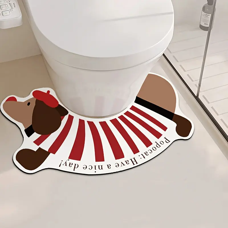 Cute Dachshund |   Soft] 1pc Cute Dachshund Bath Mat |   Soft Diatomite Non-Slip Absorbent |   Oval Floor Carpet for Bath/Shower, Adorable Puppy Home Decor