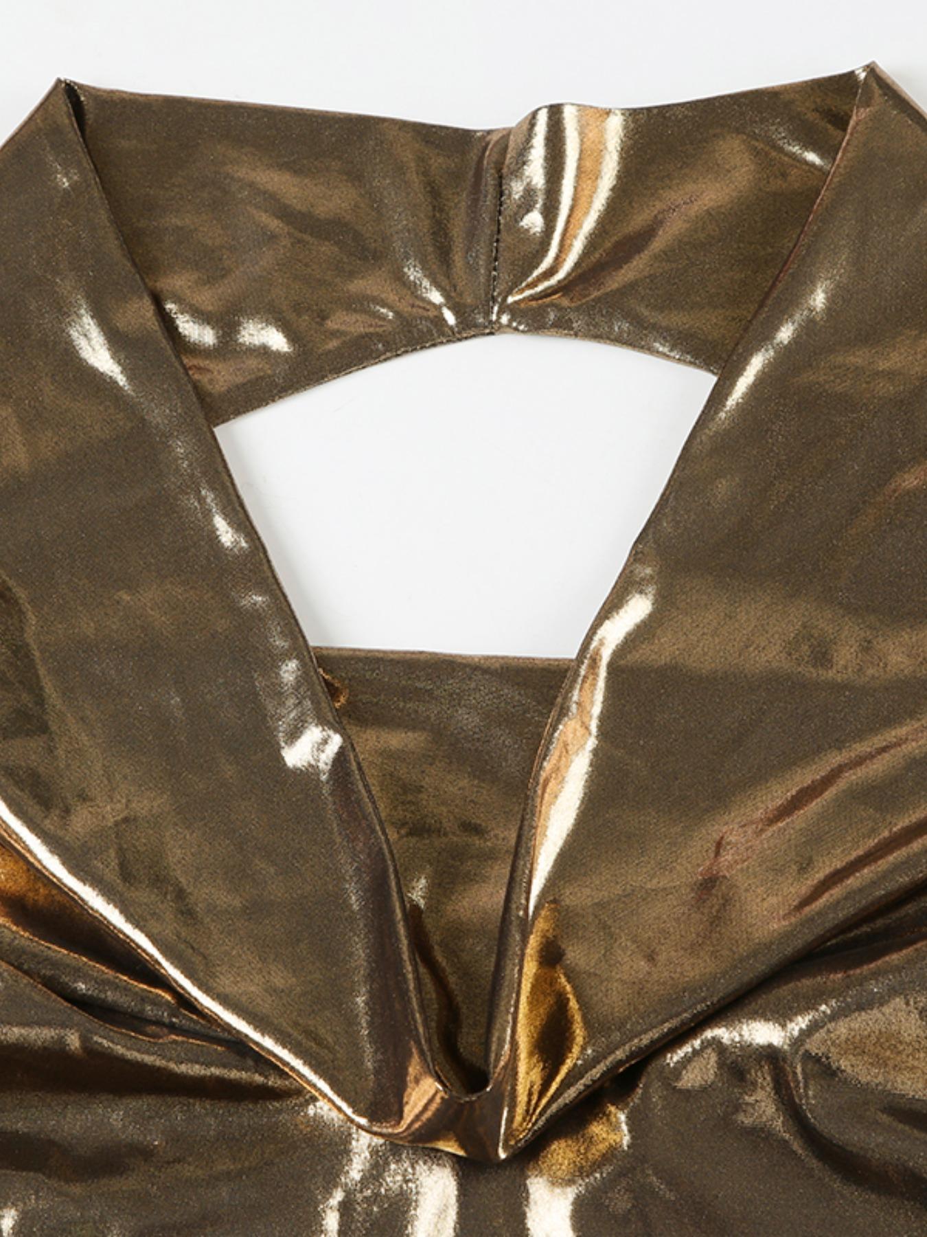 Women's Halter Neck Dress, Sexy Fashion Metallic Fit Dress for Party Club Dating Wear, Women Dress for Summer