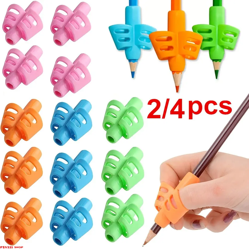 2/4 ergonomic pen holders for writing posture correction - colorful training tool, suitable for left-handed/right-handed adults and people with special needs, compatible with pencils, pens, watercolor pens campingessentials
