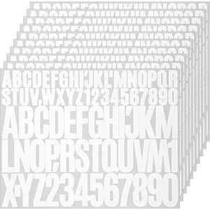 780 count White Letter Stickers,1in 2in Vinyl Letter Number Stickers,  Number Alphabet Sticker, Self-Adhesive Numbers Lettering Sticker for Mailbox Door Window Address, 10 Sheets