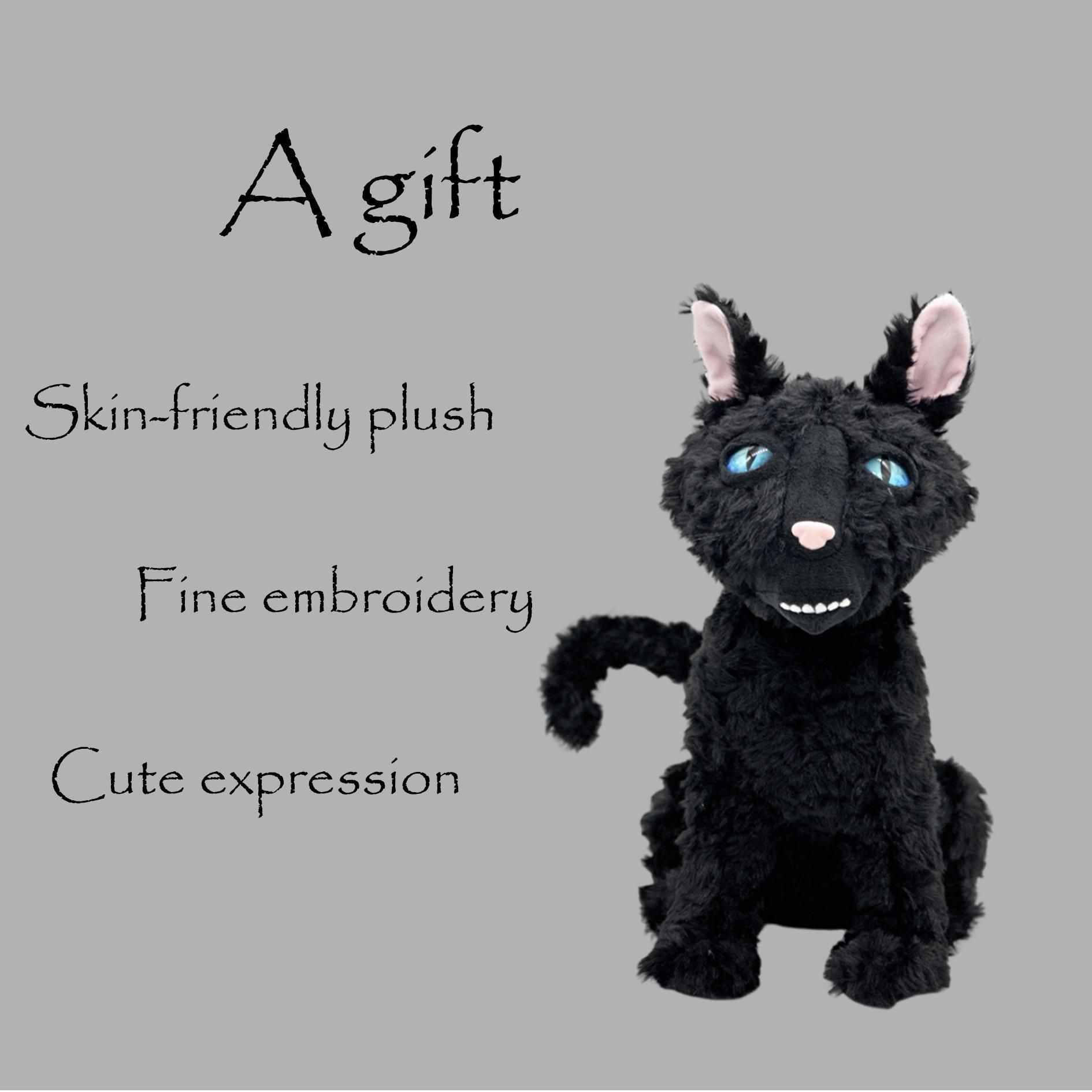 34cm/13.38in Black Cat Plush Toy, Cute Cat Plushie, Stuffed Animal Anime Doll, Desk Ornament, Decorative Toy, Perfect Toy, Soft Stuffed Figure, Huggable Collectible, Soft Cuddly Gift