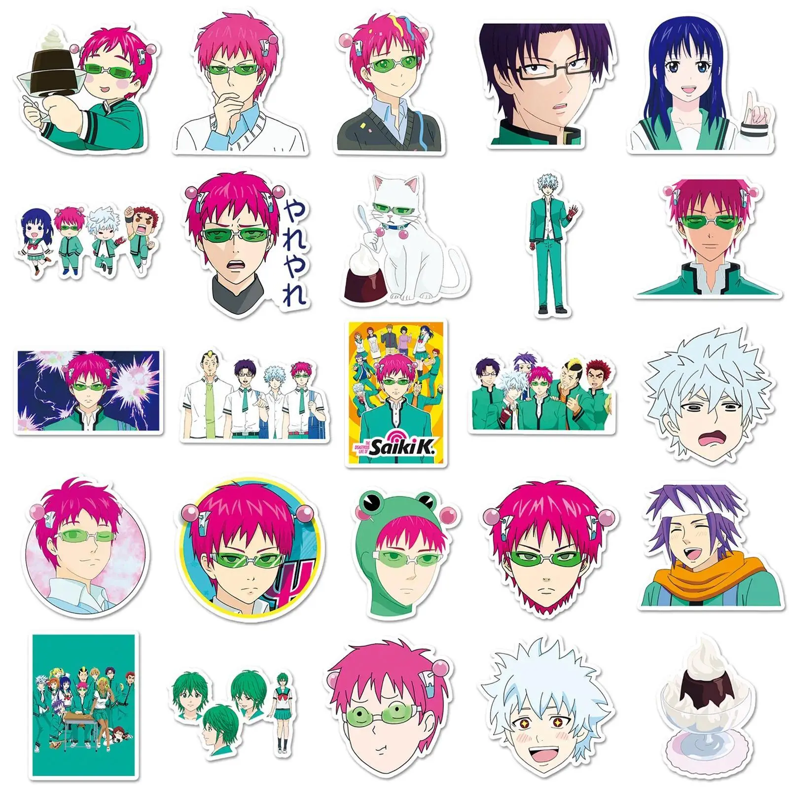 10/30/50PCS Saiki Kusuo Stickers Cartoon Graffiti Puperpowers Animation Decals Luggage Laptop Phone Guitar Skateboard Decoration