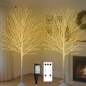 2Pack 6FT Lighted Birch Tree, Birch Tree with 880 LED Lights, 8 Twinkling Modes and Timer, Dimmable, Light Up Twig Christmas Tree for Indoor Outdoor  Party Garden Wedding Decorations