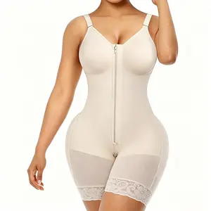 Fajas Colombianas Moldeadoras Postpartum Shapewear Tummy Control for Women Butt Lifter Body Shaper with Zipper Crotch