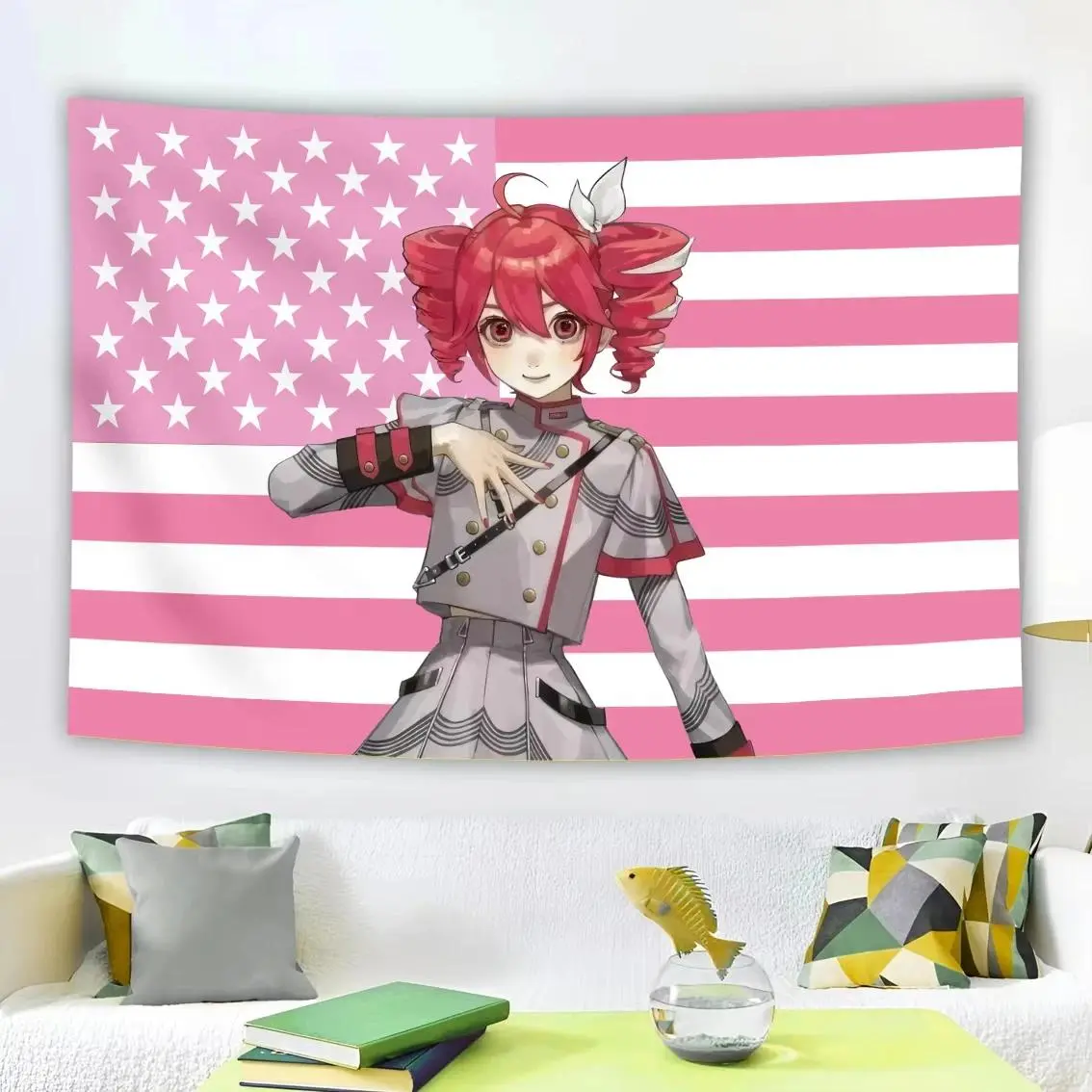 Multicolored Anime Character Flag Tapestry Wall Art - Home Decor Curtain, Photo Background Gift, Otaku Gamer Dorm Bedroom Window Hanging Cloth Banner