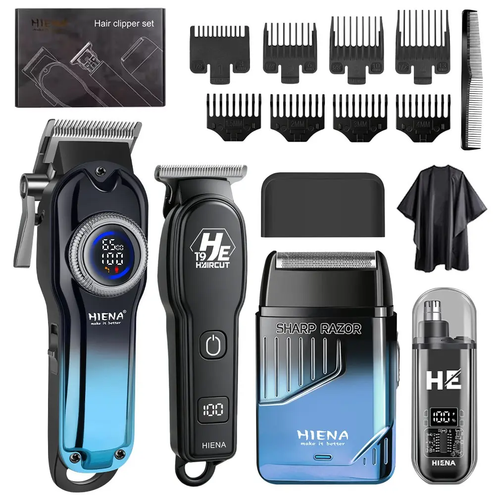 Multi functional men's grooming set, wireless hair clipper and body trimmer with LED display screen, rechargeable shaver set, home hair cutting set with guide comb, best Christmas, Father's Day and birthday gifts for men