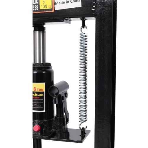 6Ton Bottle Jack Shop Press with Gauge, Bend, Straighten, or Press Parts, Install Bearings, U-Joints, Bushings, Ball Joints, and Pulleys,Black