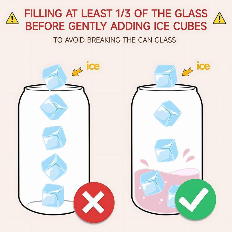 Letter & Flower Pattern Glass Cup with Straw & Brush, 1 Count 16oz Glass Cup, Drinking Cup for Home Office, Stylish Drinkware, Gift for Friend & Family