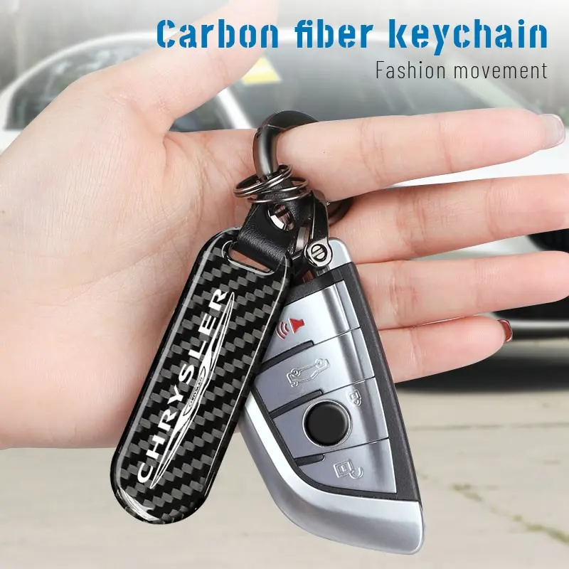 Car Carbon Fiber Keychain Key Chain Pendant Keyring Metal Keychain Horseshoe Buckle Keychain For Car Keys For Chrysler 300c Pacifica Phev Voyager Sebring Aspen 200 Airflow PT Cruiser Town and Country Crossfire Concorde