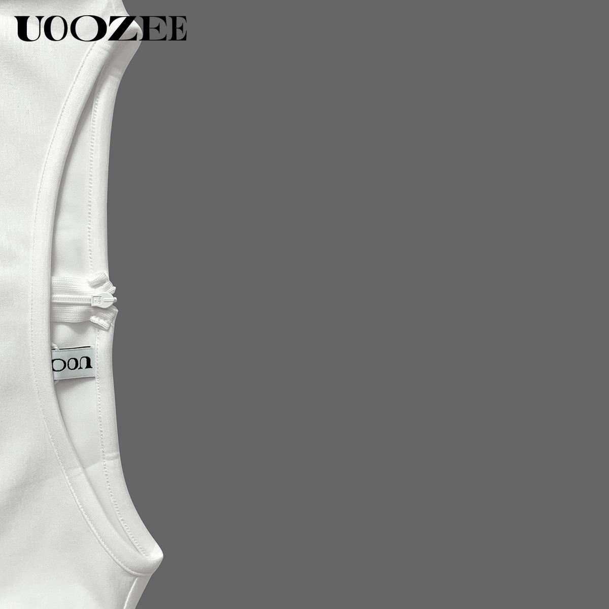 UOOZEE Women 2025 Summer/Spring Rayon Pleated Slightly Stretch & Sheer White A-Line Dress 2025 New Fashion Sleeveless Solid Color Split-Joint Round-Neck Elegant Evening Maxi Dresses - (Sizing Runs Small - Check Size Guide or Order Larger) Fit