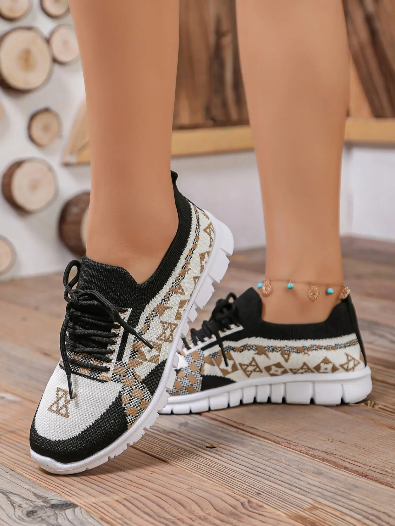 Women's Fashion Sneakers, Breathable Summer Shoes, Anti-Slip Laces, Thick Sole Spring Shoes, Casual PU Rubber Flatforms