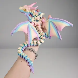 3D Printed Winged Crystal Dragon, Flexible Articulated Fidget Toy, Stress Relief Sensory Toy, Cute Desktop Pet Decor, Unique Dragon Gift for Kids Adults, Viral TikTok Toy