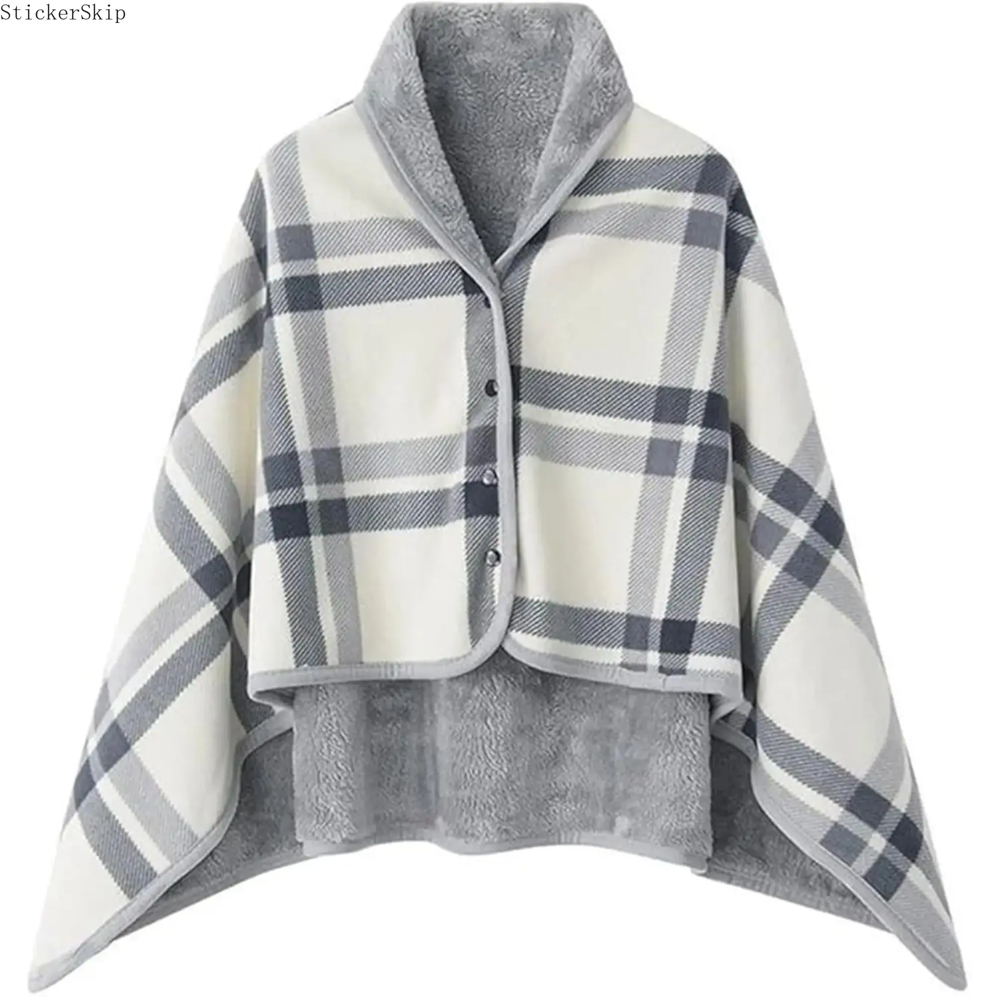 Soft Fleece Wearable Blanket Poncho, Cozy Warm Button Wrap Shawl Throw, Portable Cape Cover for Office Sofa Bed Travel & Daily Lounging