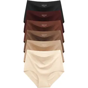 Womens Seamless Underwear High Waisted Full Coverage Briefs No Show Soft Breathable Panties 6 Pack