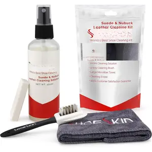 Shoe Cleaner Kit - Works for Suede and Nubuck Leather Dress Shoes, Includes Non-Abrasive Brush, Microfiber Towel, Magic Cleaning Eraser, and  Cleaning Solution