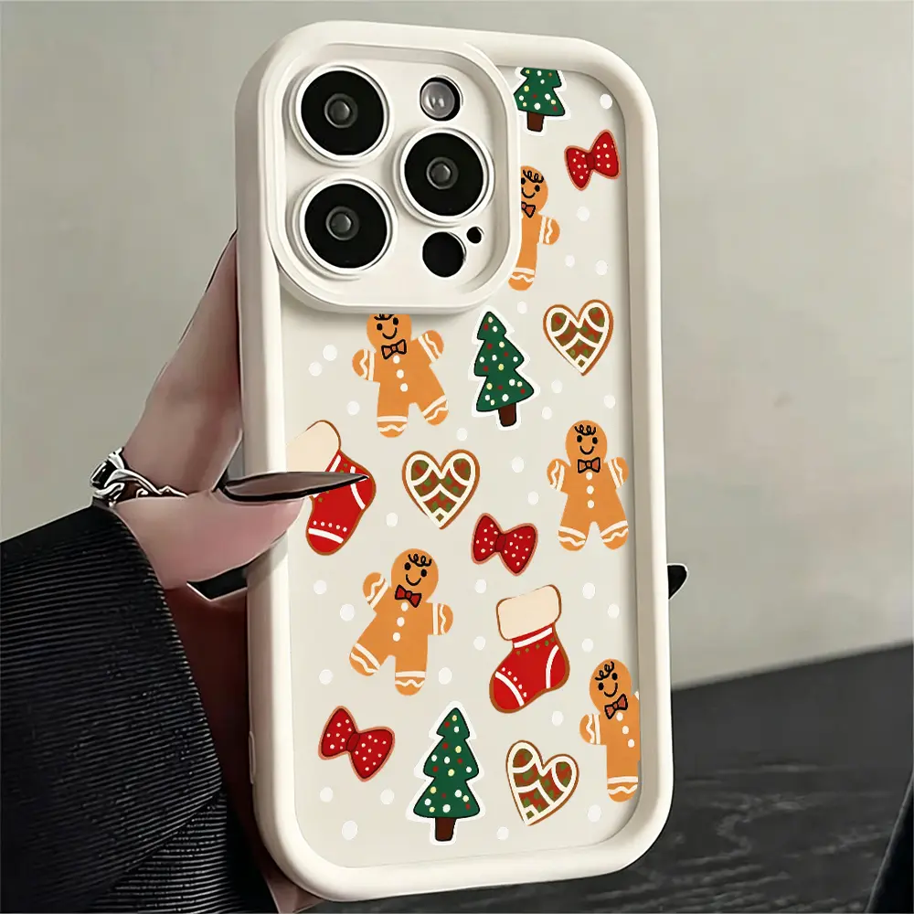 Gingerbread Cookie Xmas Print Phone Case，Whimsical Holiday Style for iPhone 17 16 15 14 13 12 11 Plus Pro Max,Sweet Festival Gift