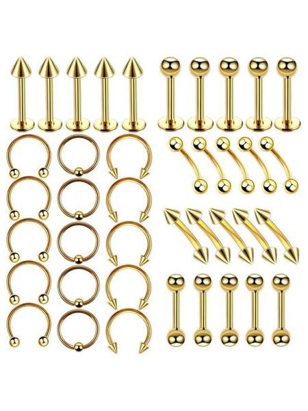 40-Piece Minimalist Stainless Steel Nose Studs and Lip Rings Set, Hypoallergenic Body Jewelry for Men and Women, Versatile Piercing Accessories, Nose Piercings Kit