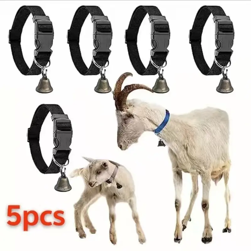 5pcs goat collar with bell-adjustable cattle, horses and sheep grazing copper bell pet lost collar