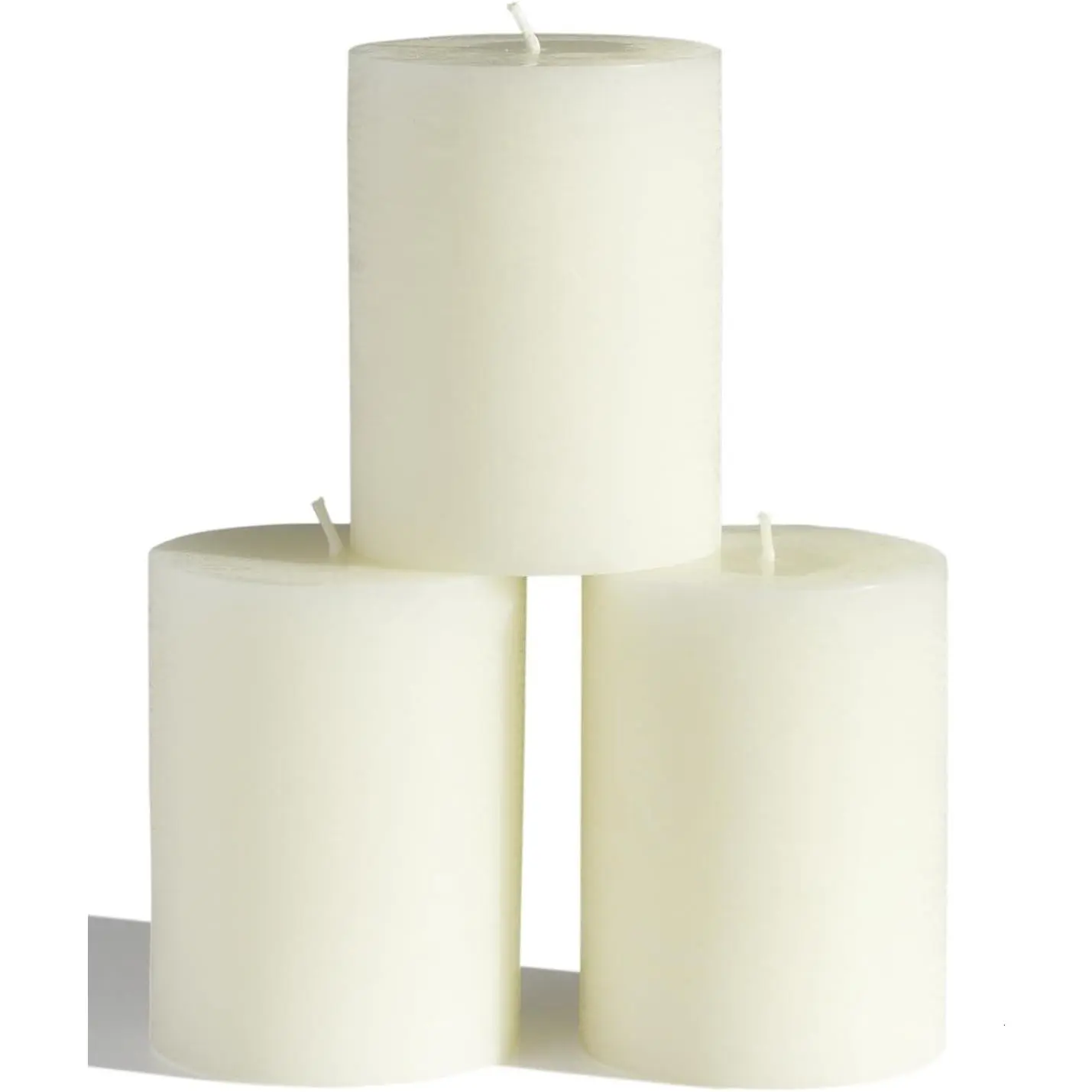 3x4 inch Pillar Candles Set of 3 – Unscented Dripless Rustic Ivory Candles for Home Decor, Weddings, Table Settings
