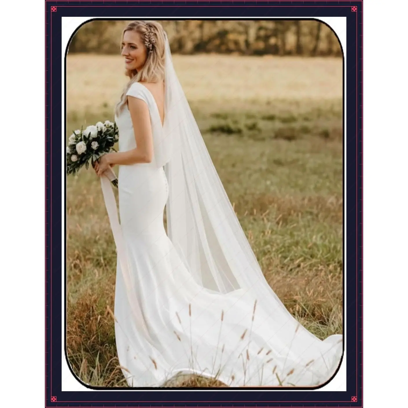 Long Cathedral Wedding Veil 118 Inch 1 Tier Plain Tulle Bridal Veil with Comb, White & Ivory for BridesGift