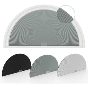 Arch Window Shades Blackout,Half Moon(Radius: 24") Blackout Pleated Window Shades, Half Circle No Drill Cellular Shades for Windows, Easy Cut and Install