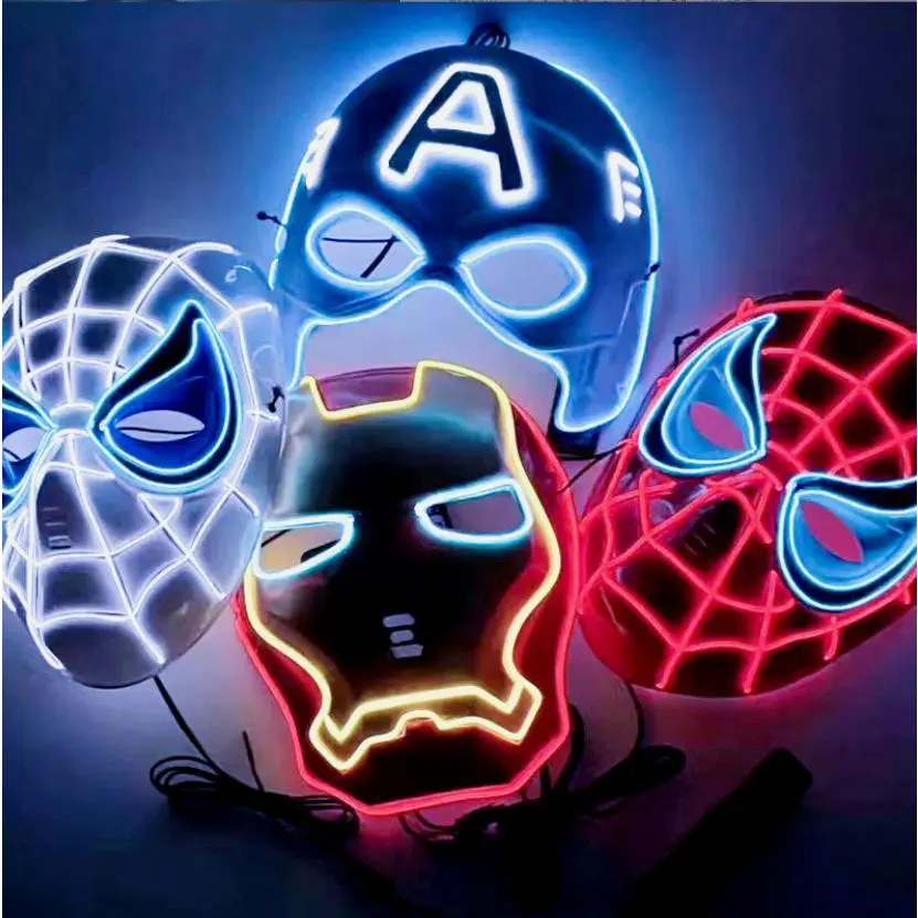 Kids LED Light-Up Superhero Cartoon Mask, Comfortable Lightweight Cosplay Prop Accessories for Halloween, Birthday Parties