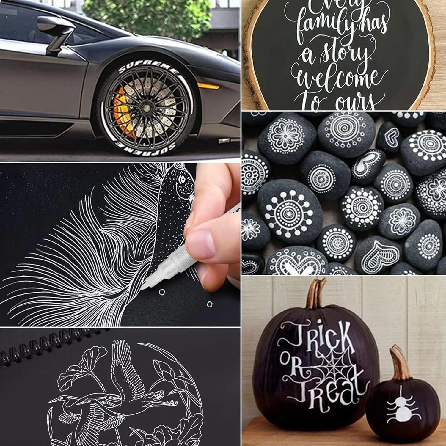 Acrylic Paint Pen (6 Counts/box), Student Acrylic Paint Pen for Rock Painting, Stone, Wood, Tire, Fabric, Canvas Extra-fine Tip Paint Pen, Acrylic Marker Pen, Waterproof Acrylic Markers