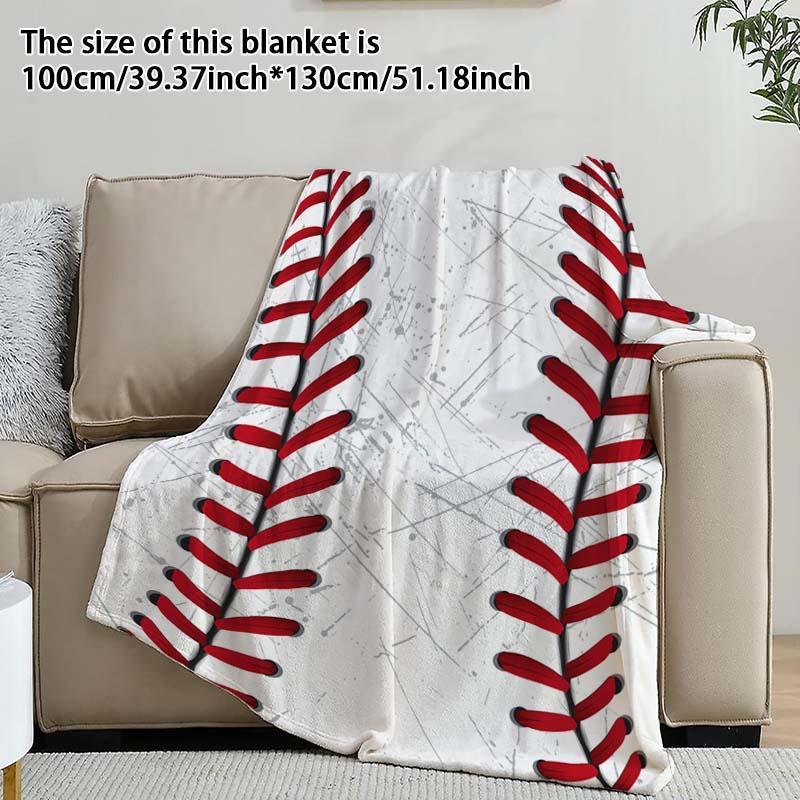 Baseball Pattern Blanket, Soft Throw Blanket, Fluffy Blanket, Air-conditioned Room Blanket, Warm Nap Blanket for Home & Office, Bedroom Accessories