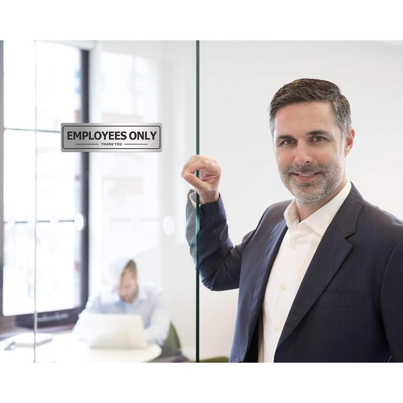 Employees Only Sign - Office Door Signs for Business Store Wall - Aluminum Metal with Self Adhesive