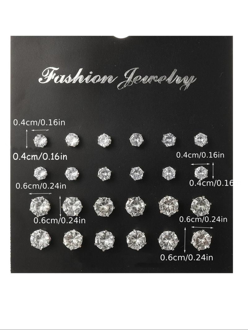 Women's Mixed Size Elegant Rhinestones Decor Stud Earrings, Ear Jewelry For Party, Daily Clothing Decor For Girl, Fashion Earrings