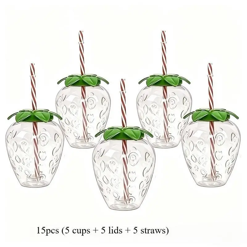 16.9 Oz Strawberry Shaped Water Cup, Portable Mug, Cute Straw Cup, Multi-Functional, Suitable for Outdoor, Parties, Camping, Family Gatherings