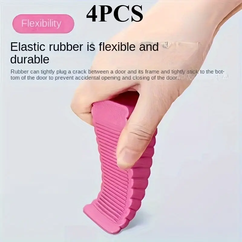 4pcs No-Drill Windproof Silicone Doorstop - Anti-Slam, Secure Grip, Sleek Polished Finish for Household Safety