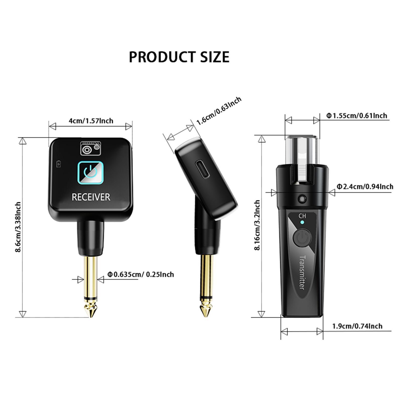 Wireless Microphone Transmitter Receiver 2.4Ghz, XLR Microphone Wireless System, Rechargeable Wireless Mic Adapter for Audio Mixer, Dynamic Mic