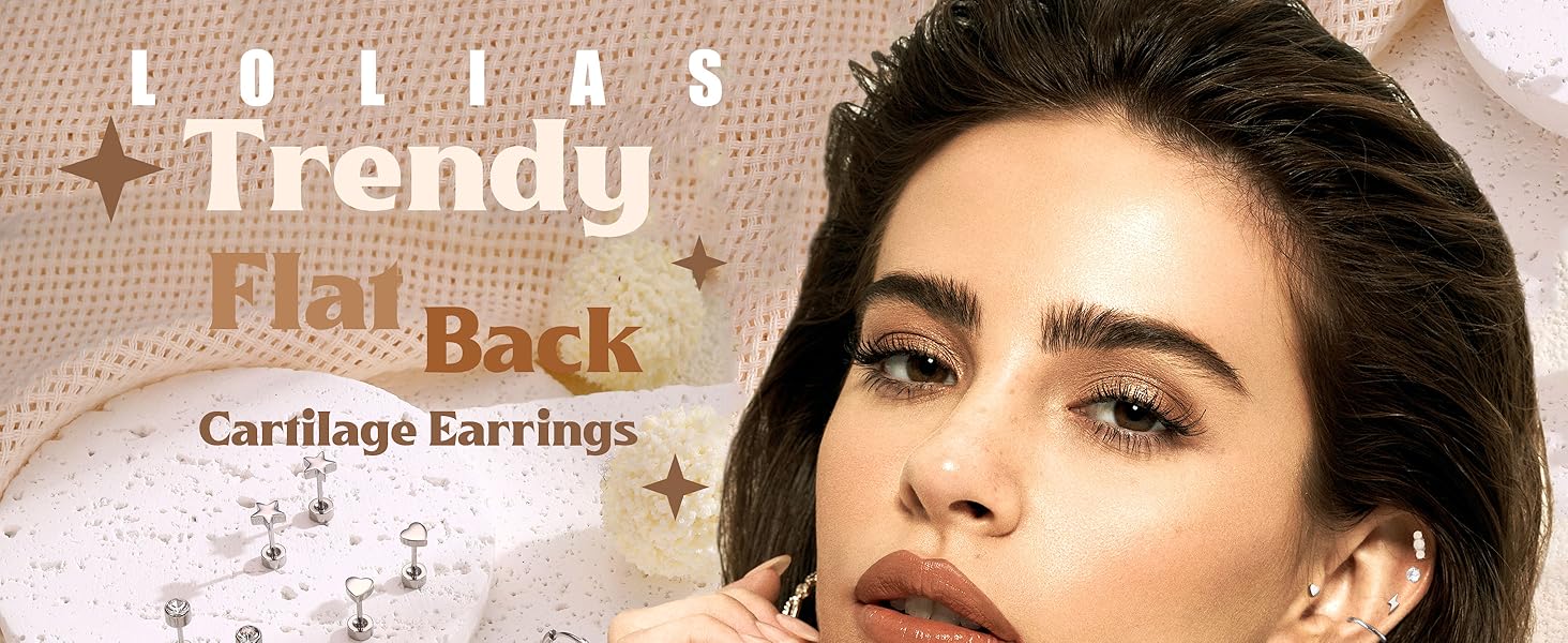LOLIAS 33Pcs 20G Cartilage Earrings Set for Women Men Surgical Steel Helix Earrings Cute CZ Opal Star Heart Snake Small Hypoallergenic Flat Back Stud Earrings Hoop Chain Dangle Conch Daith Helix Tragus Cartilage Piercing Jewelry Stack