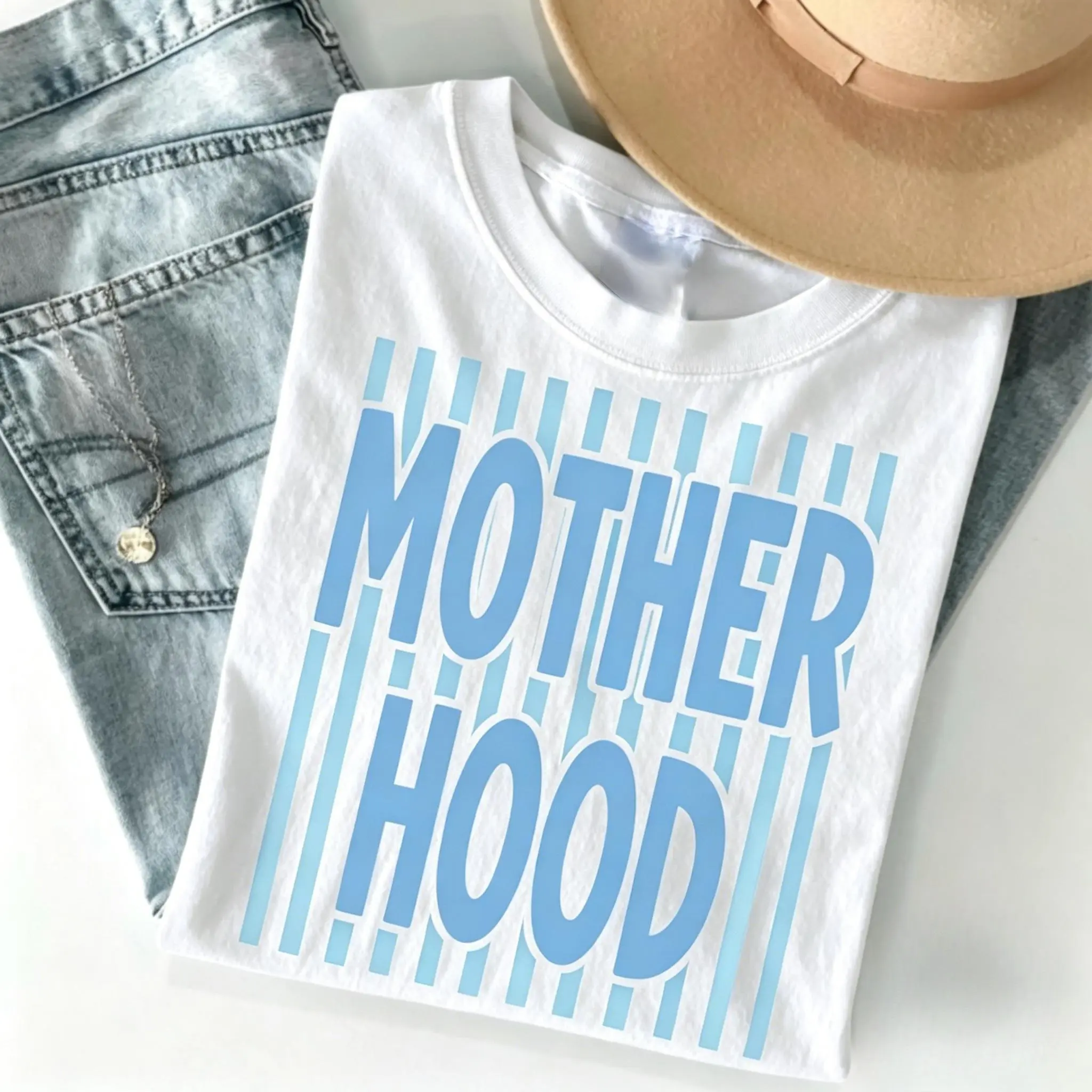 Motherhood and Striped Preppy Mama Mother day Tshirt, Gift Mom of Girls, summer Mother Shirt Universal Size Comfort Colors Cotton T-shirt Women's T-shirt