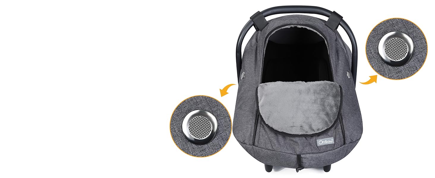 Winter Carseat Cover for Baby, Infant Car Seat Cover Compatible with Doona Car Seats, Zipper Access, Breathable, Rain, Snow and Wind Proof, Winter Baby Essentials Carrier Canopy, Dark Grey