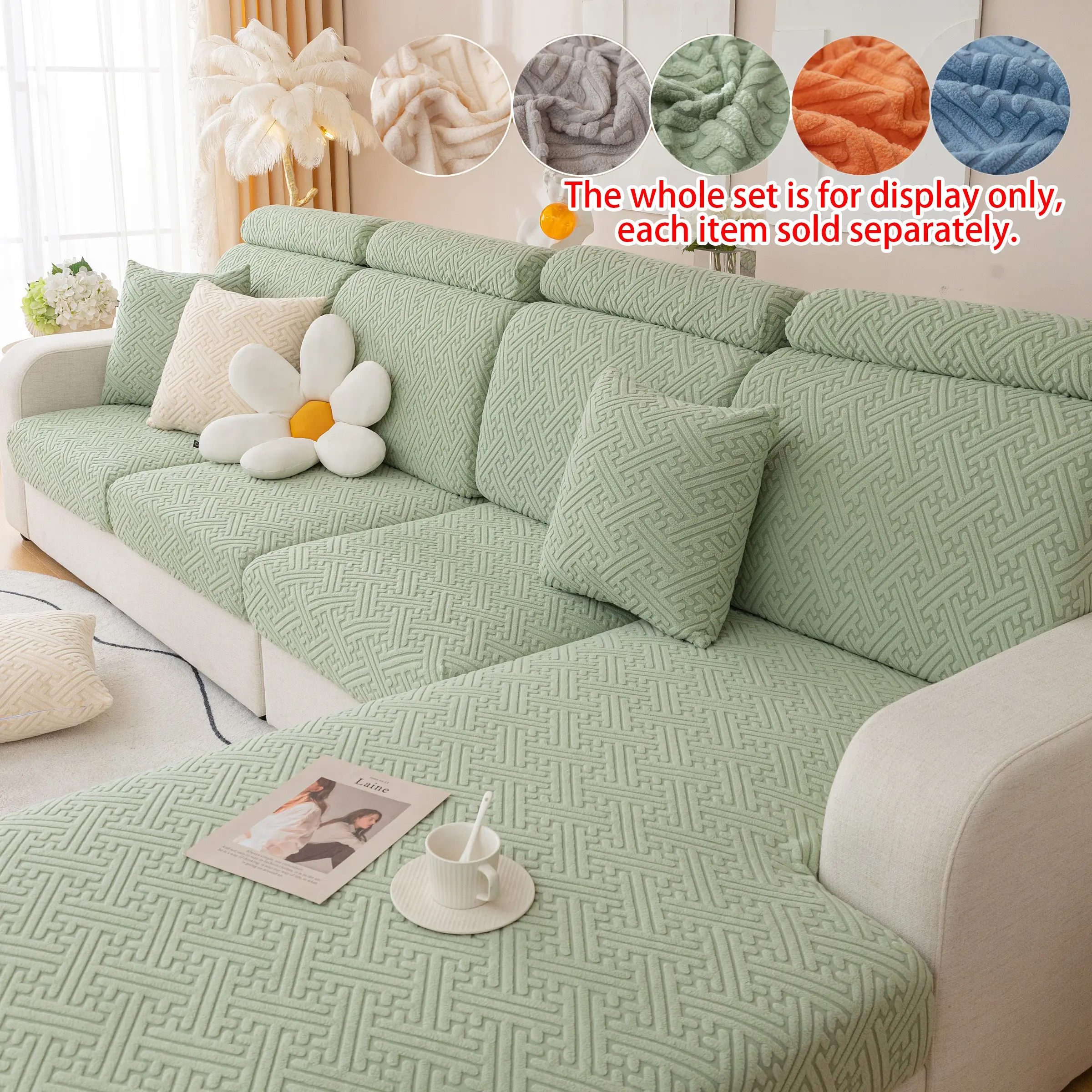 Classic Solid Color Sofa Cover, Scratch-Resistant, Dustproof, Pet-Friendly, Fits L-Shaped, 1-4 Seater Sofas, Multi-Color Options
